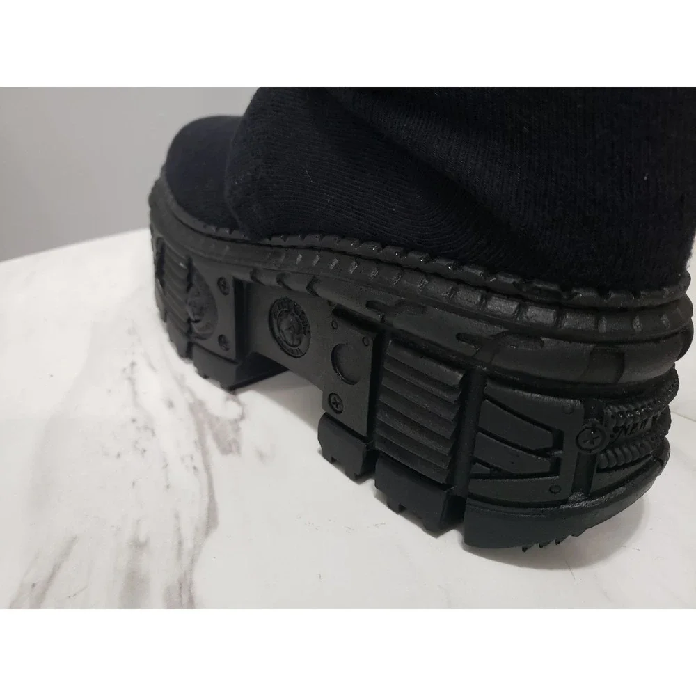 SIZE 40 New Rock M-WALL373SOCK-C1‎ Sock Platform Boots Black MENS 7 / WOMENS 9